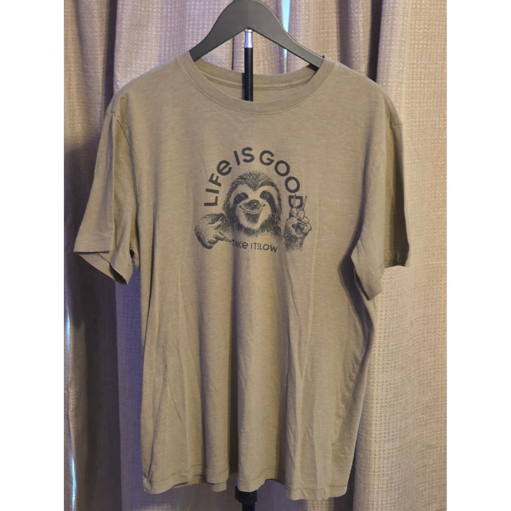 Life Is Good Take It Slow Graphic T-Shirt Men's Size Large Green
